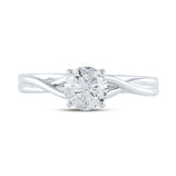 14kt White Gold Round Diamond Solitaire Bridal Wedding Engagement Ring 1 Cttw