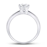 14kt White Gold Womens Round Diamond Solitaire Bridal Wedding Engagement Ring 1/2 Cttw