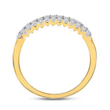 14kt Yellow Gold Womens Round Diamond Triple Row Band Ring 1/2 Cttw