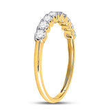 14kt Yellow Gold Womens Round Diamond Single Row Band Ring 1/2 Cttw