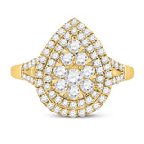 14kt Yellow Gold Womens Round Diamond Teardrop Ring 1 Cttw