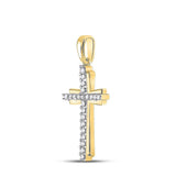 10kt Yellow Gold Womens Round Diamond Cross Pendant 1/6 Cttw