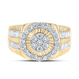 10kt Yellow Gold Mens Round Diamond Cluster Ring 1-3/4 Cttw