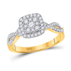 10kt Yellow Gold Womens Round Diamond Square Ring 1/2 Cttw