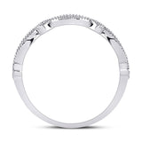 10kt White Gold Womens Round Diamond Stackable Band Ring 1/8 Cttw