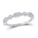 10kt White Gold Womens Round Diamond Stackable Band Ring 1/8 Cttw