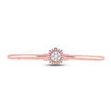 14kt Rose Gold Womens Round Diamond Cluster Bangle Bracelet 1/2 Cttw