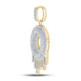 10kt Yellow Gold Mens Round Diamond Dripping O Letter Charm Pendant 3/4 Cttw
