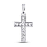 10kt White Gold Womens Round Diamond Cross Pendant 1/6 Cttw