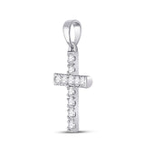 10kt White Gold Womens Round Diamond Cross Pendant 1/4 Cttw