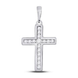 10kt White Gold Womens Round Diamond Cross Pendant 1/10 Cttw