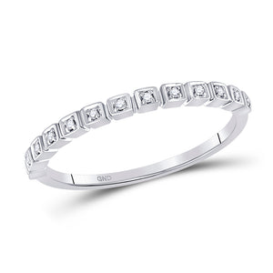 10kt White Gold Womens Round Diamond Stackable Band Ring 1/20 Cttw