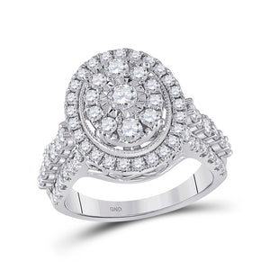 14kt White Gold Womens Round Diamond Right Hand Cluster Ring 1-5/8 Cttw