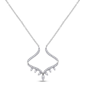 14kt White Gold Womens Round Diamond Modern-V Fashion Necklace 1/4 Cttw