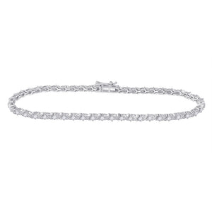 10kt White Gold Womens Round Diamond Tennis Bracelet 1 Cttw