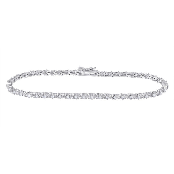 10kt White Gold Womens Round Diamond Tennis Bracelet 1 Cttw