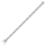 Sterling Silver Womens Round Diamond Heart Tennis Bracelet 1/2 Cttw