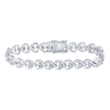 Sterling Silver Womens Round Diamond Heart Tennis Bracelet 1/2 Cttw