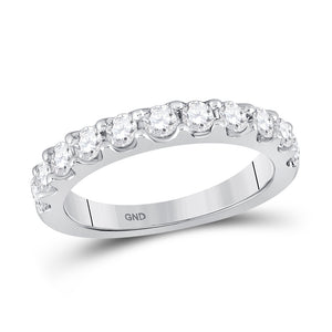 14kt White Gold Womens Round Diamond Wedding Single Row Band 7/8 Cttw