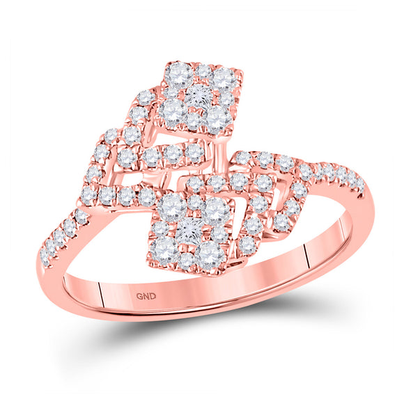 14kt Rose Gold Womens Round Diamond Fashion Ring 1/2 Cttw