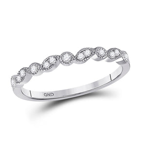 10kt White Gold Womens Round Diamond Stackable Band Ring 1/10 Cttw