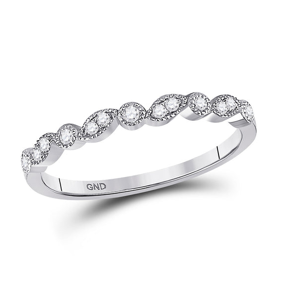 10kt White Gold Womens Round Diamond Stackable Band Ring 1/10 Cttw