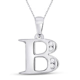 10kt White Gold Womens Round Diamond B Letter Pendant 1/20 Cttw