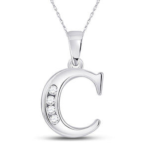 10kt White Gold Womens Round Diamond C Letter Pendant 1/20 Cttw