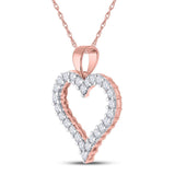 14kt Rose Gold Womens Round Diamond Heart Pendant 1 Cttw