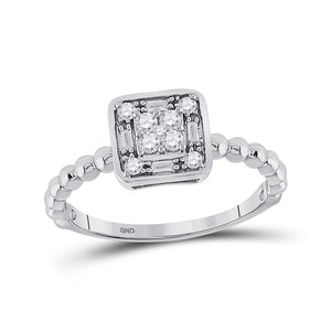 10kt White Gold Womens Round Diamond Square Cluster Ring 1/4 Cttw