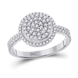 10kt White Gold Womens Round Diamond Cluster Ring 1/2 Cttw