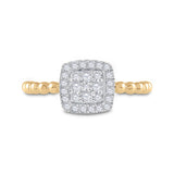 10kt Yellow Gold Womens Round Diamond Square Ring 1/3 Cttw