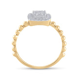 10kt Yellow Gold Womens Round Diamond Square Ring 1/3 Cttw