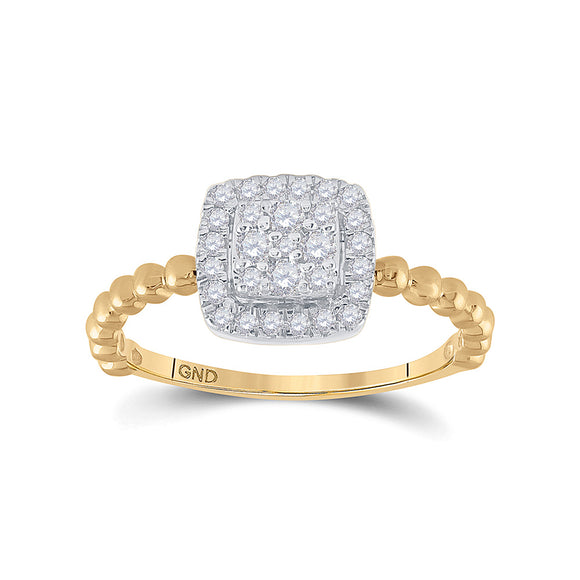 10kt Yellow Gold Womens Round Diamond Square Ring 1/3 Cttw