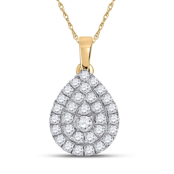 10kt Yellow Gold Womens Round Diamond Teardrop Pendant 1/2 Cttw