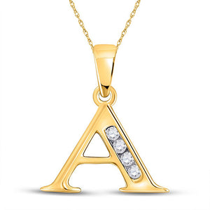 10kt Yellow Gold Womens Round Diamond A Initial Letter Pendant 1/20 Cttw