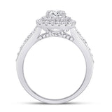 14kt White Gold Round Diamond Halo Bridal Wedding Engagement Ring 1-3/4 Cttw