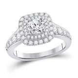 14kt White Gold Round Diamond Halo Bridal Wedding Engagement Ring 1-3/4 Cttw