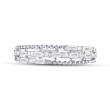 14kt White Gold Womens Baguette Diamond Fashion Band Ring 3/8 Cttw