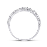 14kt White Gold Womens Baguette Diamond Fashion Band Ring 3/8 Cttw