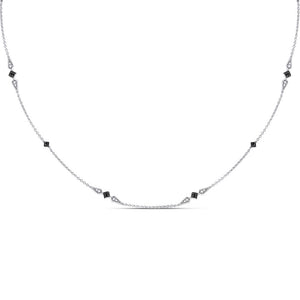 14kt White Gold Womens Round Black Color Enhanced Diamond Fashion Necklace 1/5 Cttw