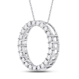 14kt White Gold Womens Round Diamond Circle Pendant 1/4 Cttw