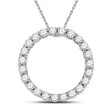 14kt White Gold Womens Round Diamond Circle Pendant 1/4 Cttw