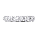 14kt White Gold Womens Round Diamond Band Ring 3/4 Cttw