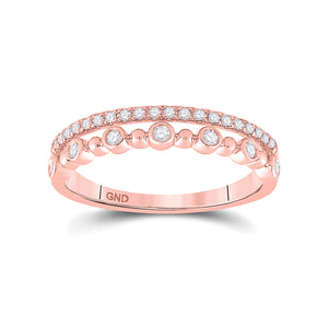 10kt Rose Gold Womens Round Diamond Band Ring 1/5 Cttw