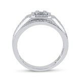 14kt White Gold Mens Baguette Diamond Square Cluster Ring 1 Cttw