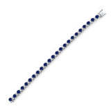 14kt White Gold Womens Round Blue Sapphire Diamond Tennis Bracelet 15-1/4 Cttw