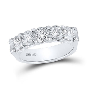 14kt White Gold Womens Round Diamond Wedding Machine-set 5-Stone Band 2 Cttw