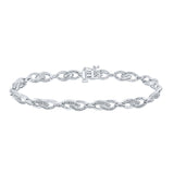 Sterling Silver Womens Round Diamond Fashion Bracelet 1/4 Cttw