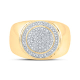 10kt Yellow Gold Mens Round Diamond Circle Ring 1/3 Cttw